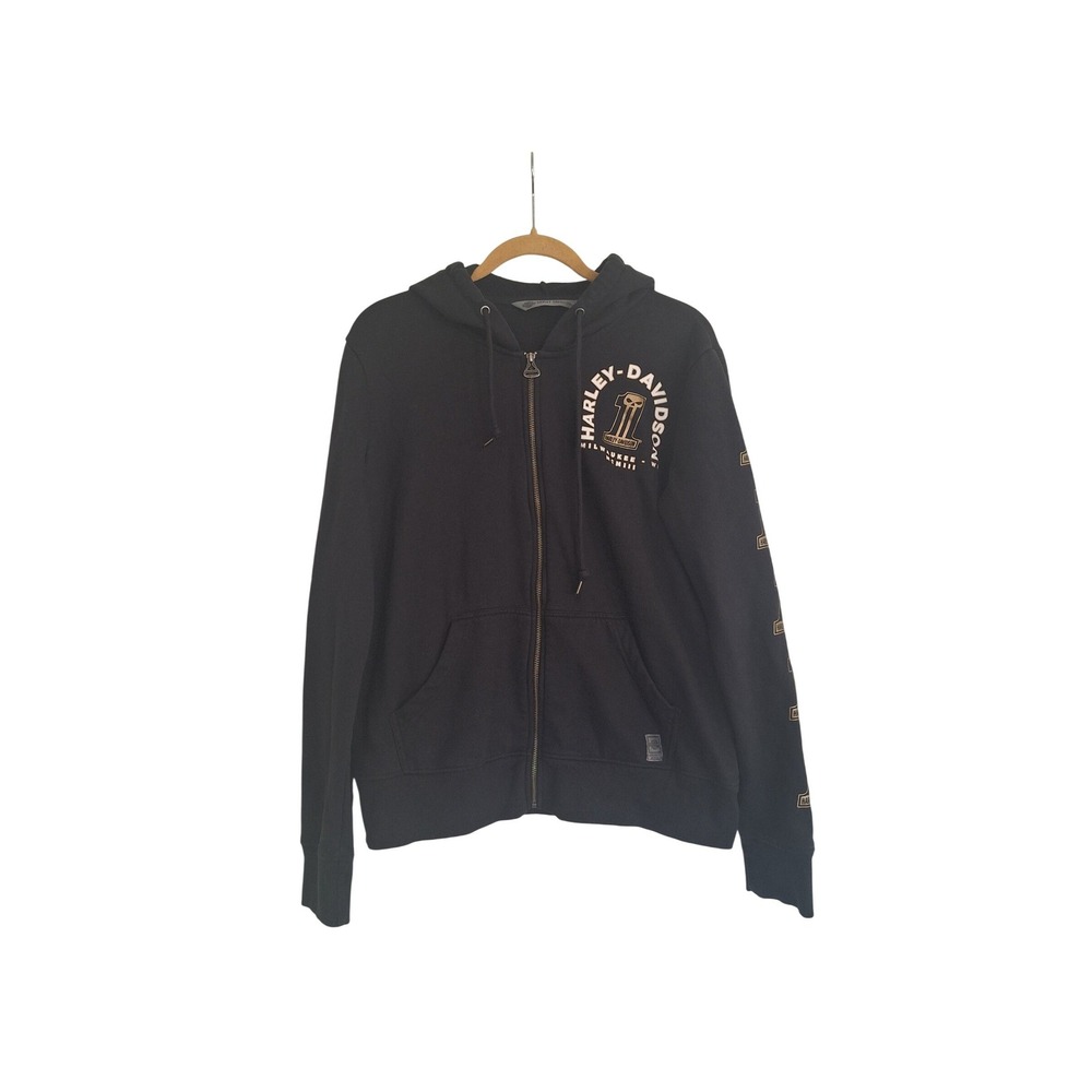 Harley-Davidson women's black Zip-Up Fleece Hooded Sweatshirt XL